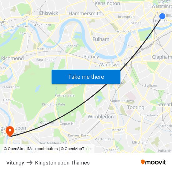 London House Victoria to Kingston upon Thames map