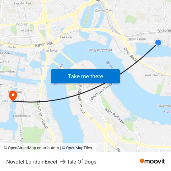 Novotel London Excel to Isle Of Dogs map