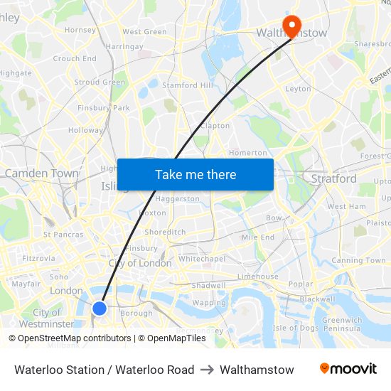 Waterloo Station / Waterloo Road to Walthamstow map