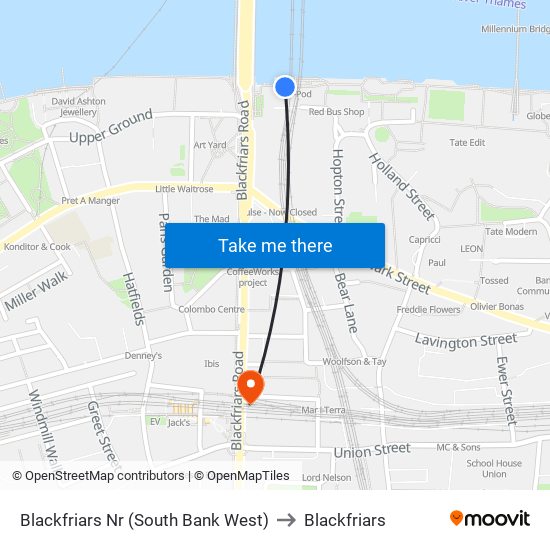 Blackfriars Rail Station to Blackfriars map