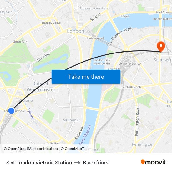 Sixt London Victoria Station to Blackfriars map