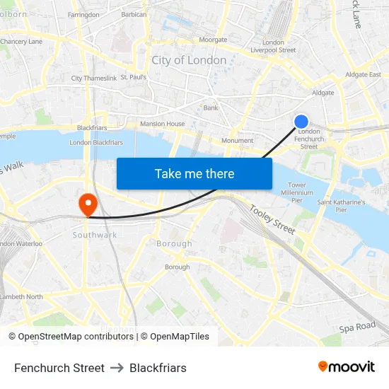 Fenchurch Street to Blackfriars map