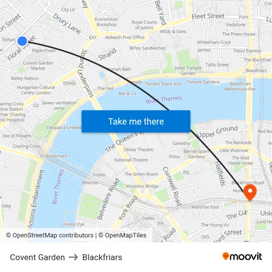 Covent Garden to Blackfriars map