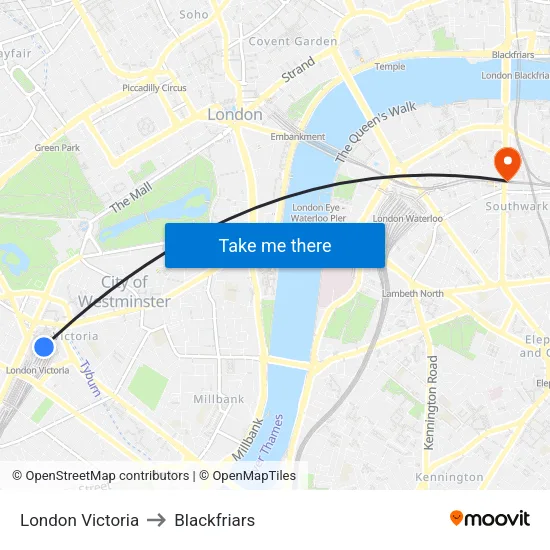 London Victoria to Blackfriars map