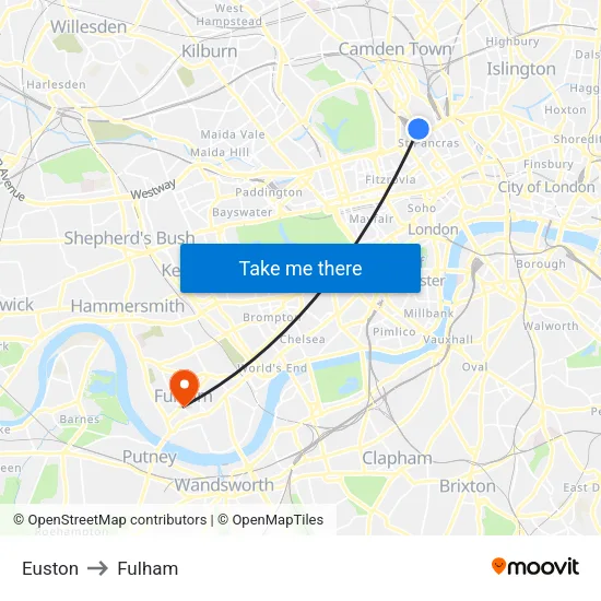 Euston to Fulham map