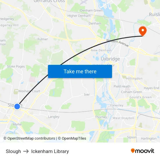 Slough to Ickenham Library map