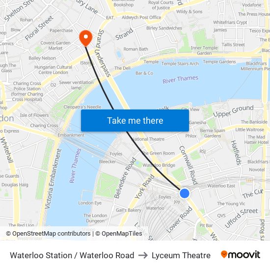 Waterloo Station / Waterloo Road to Lyceum Theatre map