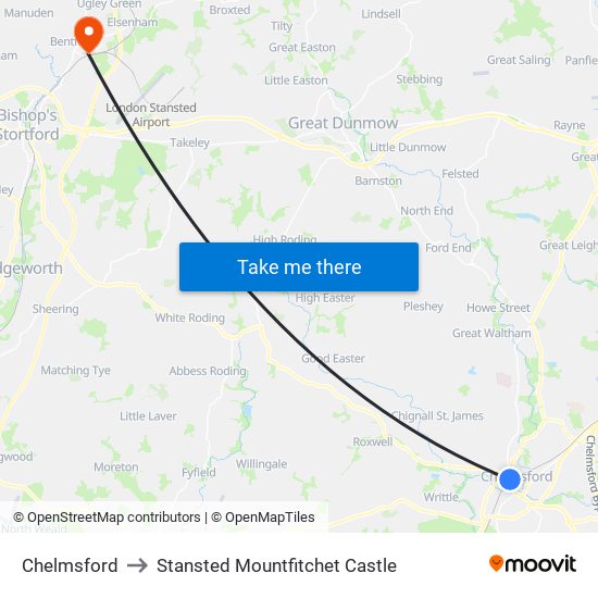 Map Of Stansted Mountfitchet Chelmsford, London To Stansted Mountfitchet Castle, Stansted With Public  Transportation