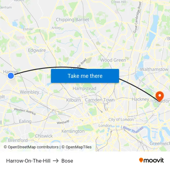 Harrow-On-The-Hill to Bose map