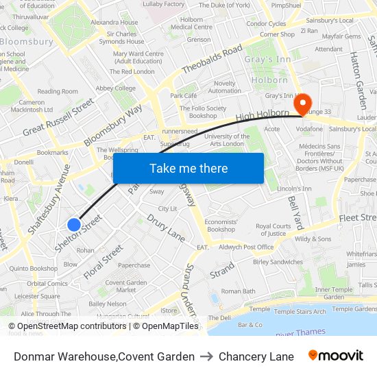 Donmar Warehouse,Covent Garden to Chancery Lane map