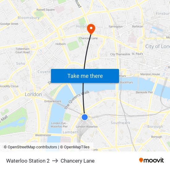 Waterloo Station 2, Waterloo to Chancery Lane map