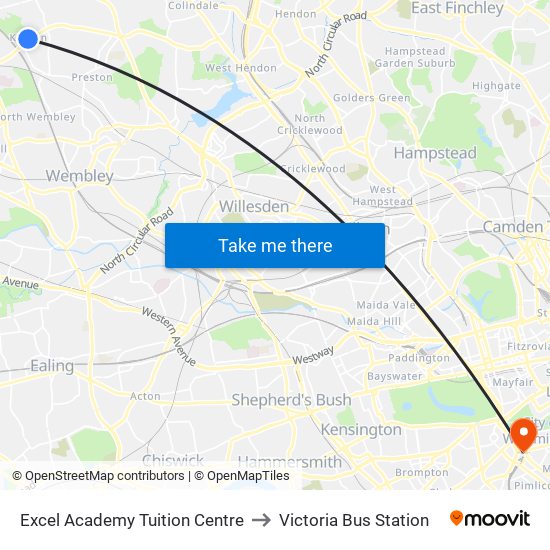 Excel Academy Tuition Centre to Victoria Bus Station map