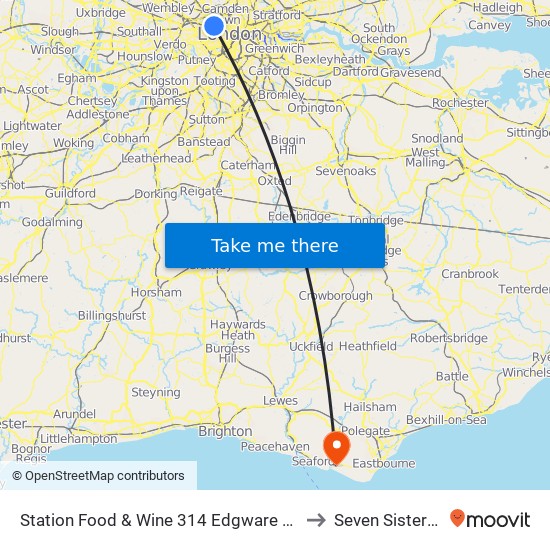 Station Food & Wine 314 Edgware Road, Paddington, London, W2   1dy to Seven Sisters Country Park map