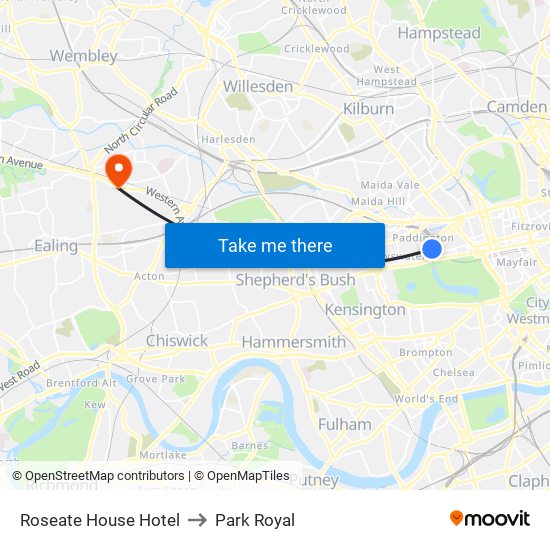 Royal Park Hotel to Park Royal map