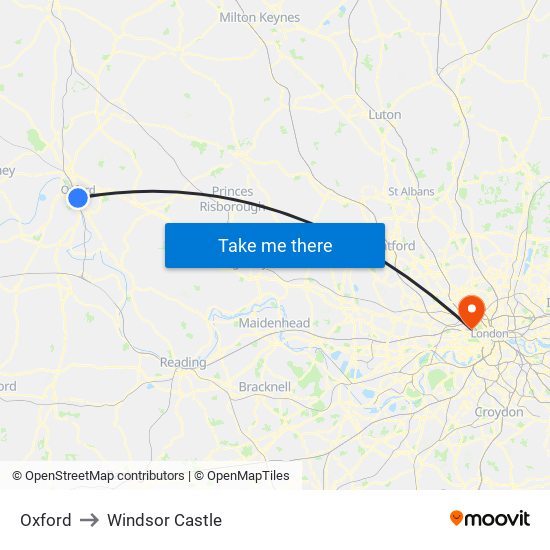 Oxford to Windsor Castle map