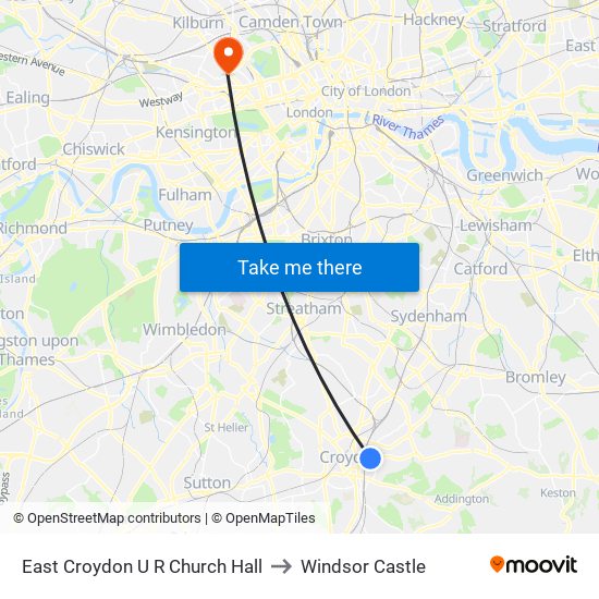 East Croydon U R Church Hall to Windsor Castle map