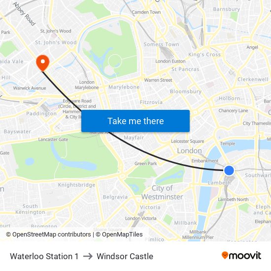 Waterloo Station 1, Waterloo to Windsor Castle map