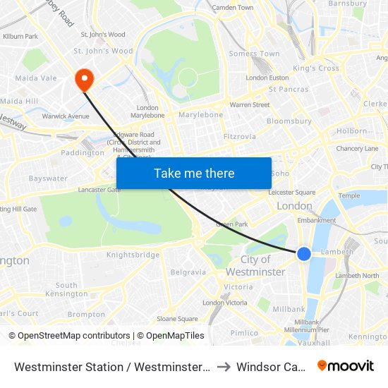 Westminster Station / Westminster Pier to Windsor Castle map