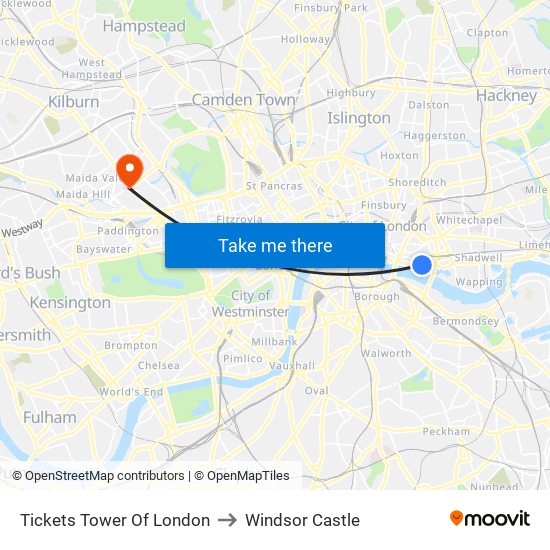 Tickets Tower Of London to Windsor Castle map