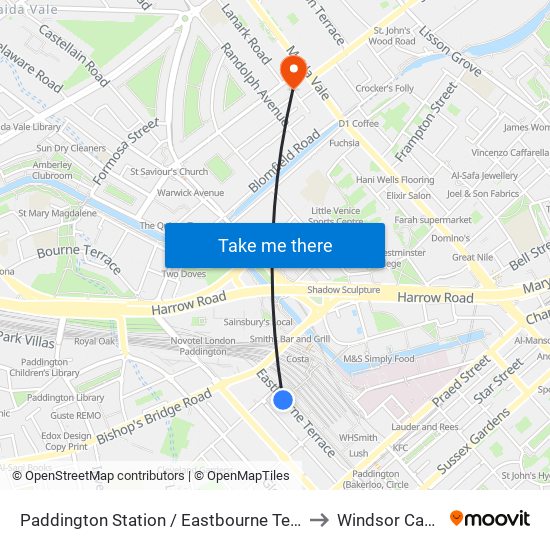 Paddington Station / Eastbourne Terrace to Windsor Castle map