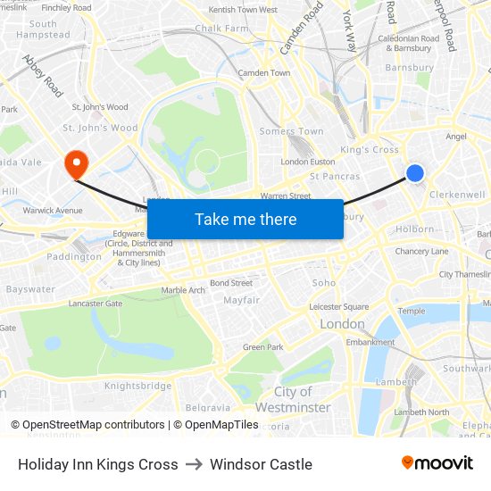 Holiday Inn Kings Cross to Windsor Castle map