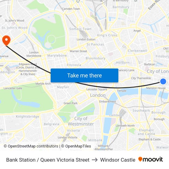 Bank Station / Queen Victoria Street to Windsor Castle map