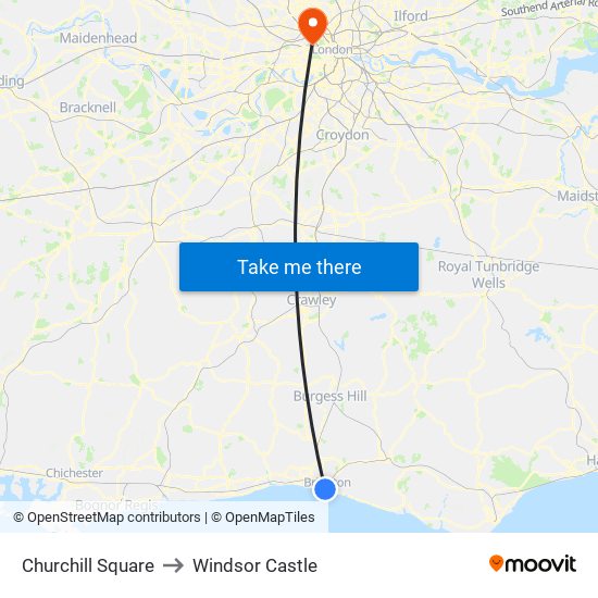 Churchill Square to Windsor Castle map