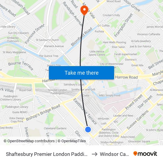 Shaftesbury Premier London Paddington to Windsor Castle map