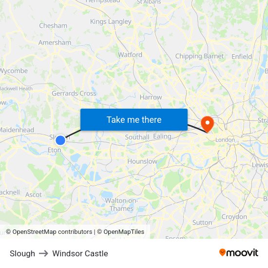 Slough to Windsor Castle map