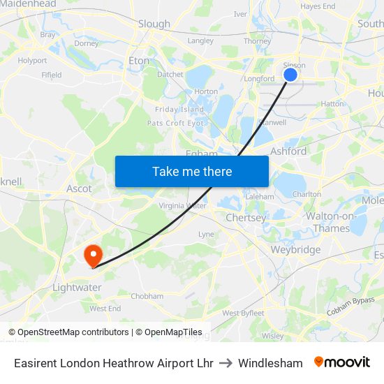 Easirent London Heathrow Airport Lhr to Windlesham map