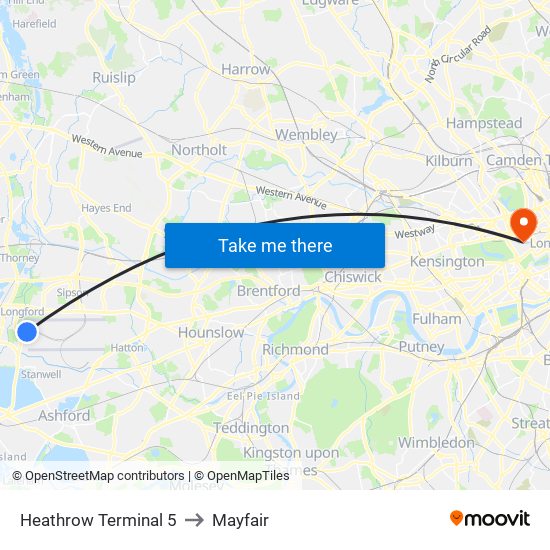 Heathrow Terminal 5 to Mayfair with public transportation