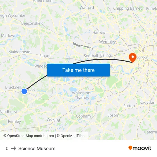 0 to Science Museum map