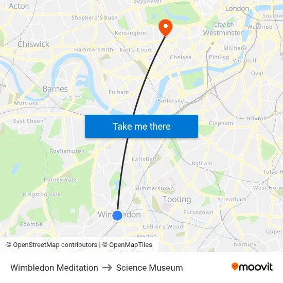 Wimbledon Meditation, 9 Compton Road Wimbledon Londra SW19 7QA to Science Museum map
