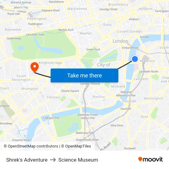 Shrek's Adventure to Science Museum map