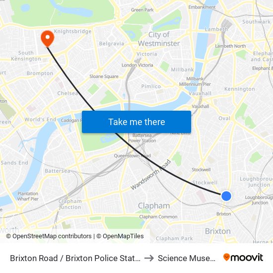 Brixton Road / Brixton Police Station to Science Museum map