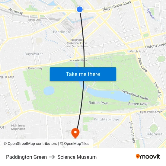 Paddington, Paddington Green to Science Museum map