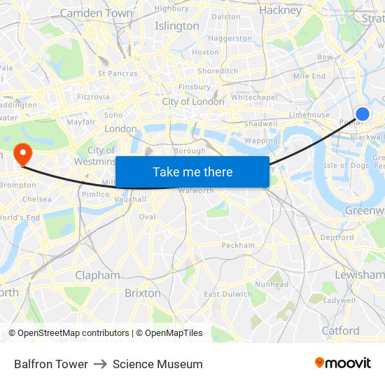 Balfron Tower to Science Museum map