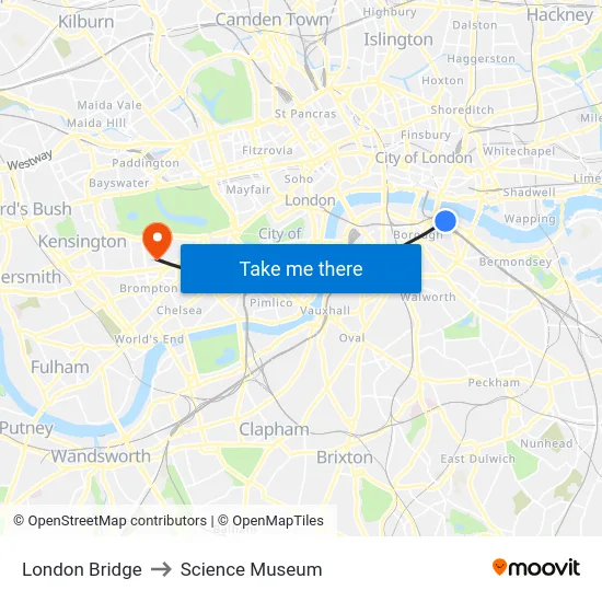 London Bridge to Science Museum map