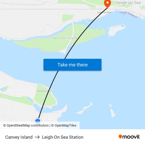 Canvey Island to Leigh-On Sea Station map