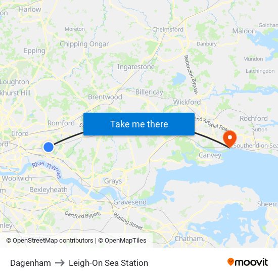 Dagenham to Leigh-On Sea Station map