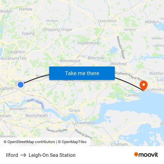 Ilford to Leigh-On Sea Station map