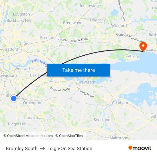 Bromley South to Leigh-On Sea Station map