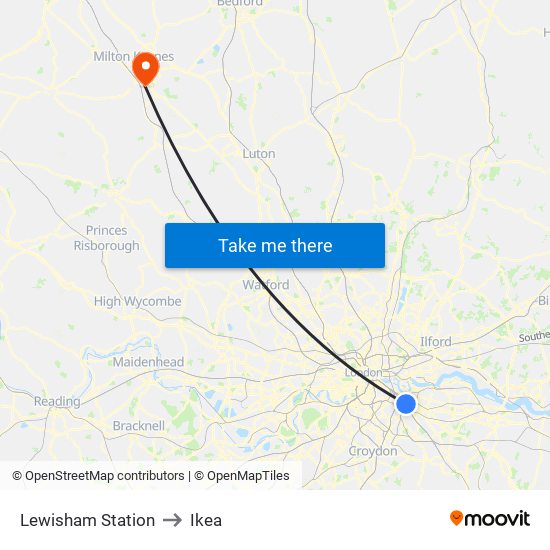 Lewisham Station to Ikea map