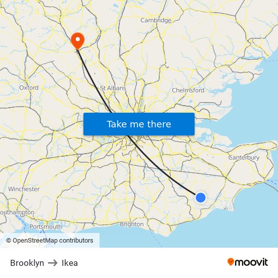 Brooklyn to Ikea map