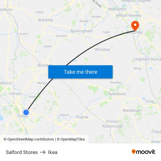 Salford Stores to Ikea map