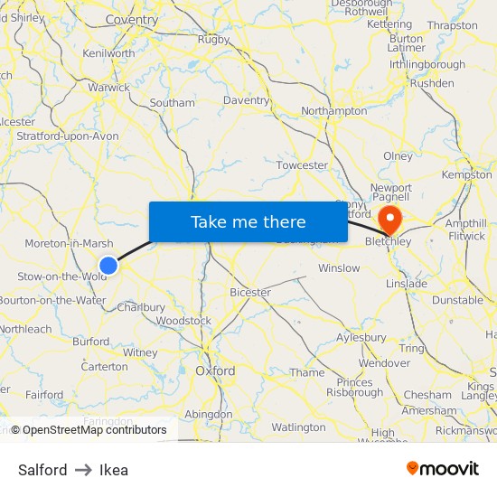 Salford to Ikea map