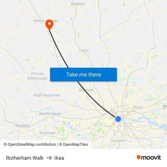 Rotherham Walk to Ikea map