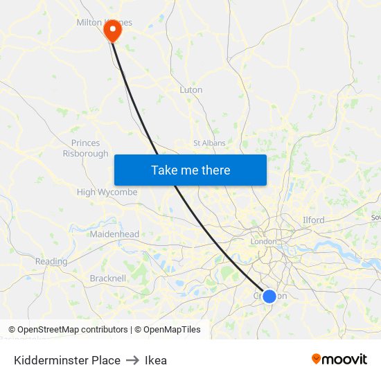 Kidderminster Place to Ikea map