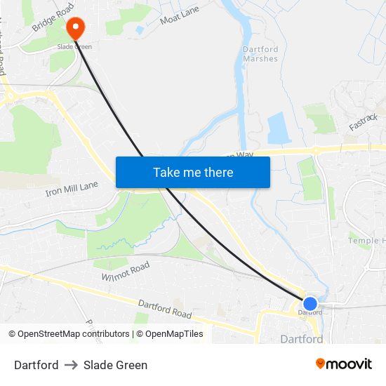 Dartford to Slade Green map