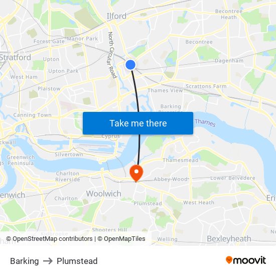 Barking to Plumstead map